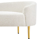 Ritz Boucle Fabric Loveseat - Elegant Comfort with Gold Metal Legs for Modern Living Spaces