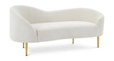 Ritz Boucle Fabric Loveseat - Elegant Comfort with Gold Metal Legs for Modern Living Spaces