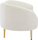 Ritz Boucle Fabric Loveseat - Elegant Comfort with Gold Metal Legs for Modern Living Spaces