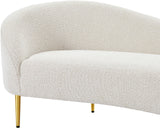Ritz Boucle Fabric Loveseat - Elegant Comfort with Gold Metal Legs for Modern Living Spaces