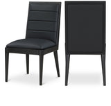 Bristol Dining Chairs - Set of 2 Modern Vegan Leather Upholstered with Stylish Channel Tufting