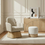Marlowe - Linen Textured Fabric Upholstered Swivel Accent Chair - Stained Natural