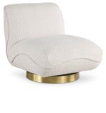 Geneva Contemporary Swivel Accent Chair with Brushed Gold Base and Solid Wood Frame for Stylish Comfort