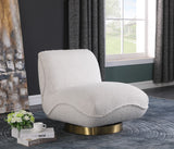 Geneva Contemporary Swivel Accent Chair with Brushed Gold Base and Solid Wood Frame for Stylish Comfort