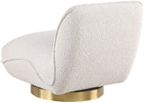 Geneva Contemporary Swivel Accent Chair with Brushed Gold Base and Solid Wood Frame for Stylish Comfort