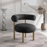 Bordeaux Contemporary Accent Chair with Curved Back Support and Stylish Iron Frame for Comfort