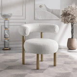 Bordeaux Contemporary Accent Chair with Curved Back Support and Stylish Iron Frame for Comfort