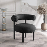 Bordeaux Contemporary Accent Chair with Curved Back Support and Stylish Iron Frame for Comfort
