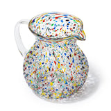 Hand Blown Mexican Glass Pitcher – Confetti Rock Design 70 Ounces