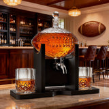 Football Decanter with 2 Whiskey & Wine Glasses & Chillers