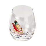 Crystal Christmas Santa's Sleigh Wine & Water Glasses - Set of 2, 17.5oz