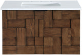 Leonardo - Engineered Stone And Solid Wood 24" Wall Mounted Bathroom Vanity