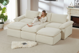 DERVAL 111" 3-Seater Sofa with 3 Ottomans