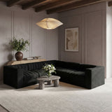 Rummi - Symmetrical Velvet Performance Fabric Upholstered 5 Piece Modular Sectional