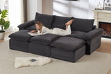 DERVAL 111" 3-Seater Sofa with 3 Ottomans