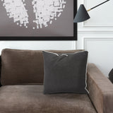 20 x 20 Outdoor Pillow with Dec Cord- Seascape Charcoal- Poly Insert