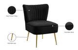 Tess Velvet Accent Chair - Chic Contemporary Design with Deep Channel Tufting and Gold Steel Legs