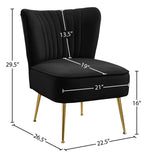 Tess Velvet Accent Chair - Chic Contemporary Design with Deep Channel Tufting and Gold Steel Legs