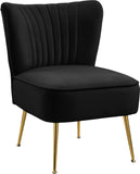 Tess Velvet Accent Chair - Chic Contemporary Design with Deep Channel Tufting and Gold Steel Legs