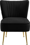 Tess Velvet Accent Chair - Chic Contemporary Design with Deep Channel Tufting and Gold Steel Legs