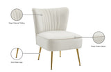 Tess Velvet Accent Chair - Chic Contemporary Design with Deep Channel Tufting and Gold Steel Legs