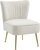 Tess Velvet Accent Chair - Chic Contemporary Design with Deep Channel Tufting and Gold Steel Legs