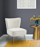 Tess Velvet Accent Chair - Chic Contemporary Design with Deep Channel Tufting and Gold Steel Legs
