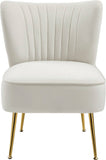 Tess Velvet Accent Chair - Chic Contemporary Design with Deep Channel Tufting and Gold Steel Legs