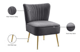 Tess Velvet Accent Chair - Chic Contemporary Design with Deep Channel Tufting and Gold Steel Legs