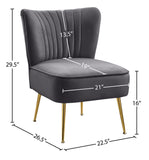 Tess Velvet Accent Chair - Chic Contemporary Design with Deep Channel Tufting and Gold Steel Legs