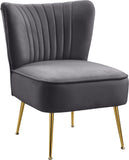 Tess Velvet Accent Chair - Chic Contemporary Design with Deep Channel Tufting and Gold Steel Legs