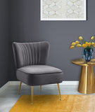 Tess Velvet Accent Chair - Chic Contemporary Design with Deep Channel Tufting and Gold Steel Legs