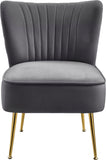 Tess Velvet Accent Chair - Chic Contemporary Design with Deep Channel Tufting and Gold Steel Legs