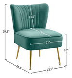 Tess Velvet Accent Chair - Chic Contemporary Design with Deep Channel Tufting and Gold Steel Legs