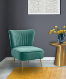 Tess Velvet Accent Chair - Chic Contemporary Design with Deep Channel Tufting and Gold Steel Legs