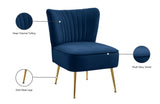 Tess Velvet Accent Chair - Chic Contemporary Design with Deep Channel Tufting and Gold Steel Legs