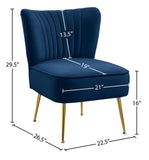 Tess Velvet Accent Chair - Chic Contemporary Design with Deep Channel Tufting and Gold Steel Legs