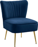 Tess Velvet Accent Chair - Chic Contemporary Design with Deep Channel Tufting and Gold Steel Legs
