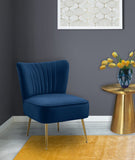 Tess Velvet Accent Chair - Chic Contemporary Design with Deep Channel Tufting and Gold Steel Legs