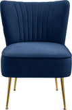 Tess Velvet Accent Chair - Chic Contemporary Design with Deep Channel Tufting and Gold Steel Legs