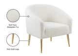 Barlow Faux Sheepskin Accent Chair - Luxurious Comfort with Contemporary Design and Gold Legs