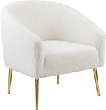 Barlow Faux Sheepskin Accent Chair - Luxurious Comfort with Contemporary Design and Gold Legs