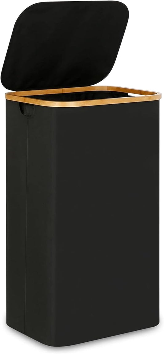 Fine Living 85L Slim Laundry Hamper with Lid & Handles, black