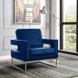 Noah Velvet Accent Chair – Luxurious Contemporary Design with Plush Comfort and Sturdy Iron Legs
