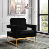 Noah Velvet Accent Chair – Luxurious Contemporary Design with Plush Comfort and Sturdy Iron Legs