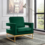 Noah Velvet Accent Chair – Luxurious Contemporary Design with Plush Comfort and Sturdy Iron Legs
