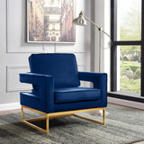 Noah Velvet Accent Chair – Luxurious Contemporary Design with Plush Comfort and Sturdy Iron Legs