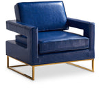 Amelia Contemporary Accent Chair - Luxurious Faux Leather with Stylish Gold Stainless Steel Base