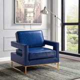 Amelia Contemporary Accent Chair - Luxurious Faux Leather with Stylish Gold Stainless Steel Base