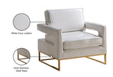 Amelia Contemporary Accent Chair - Luxurious Faux Leather with Stylish Gold Stainless Steel Base